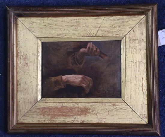 Pre-Raphaelite School Study of a violinists hands 5.25 x 7.25in.